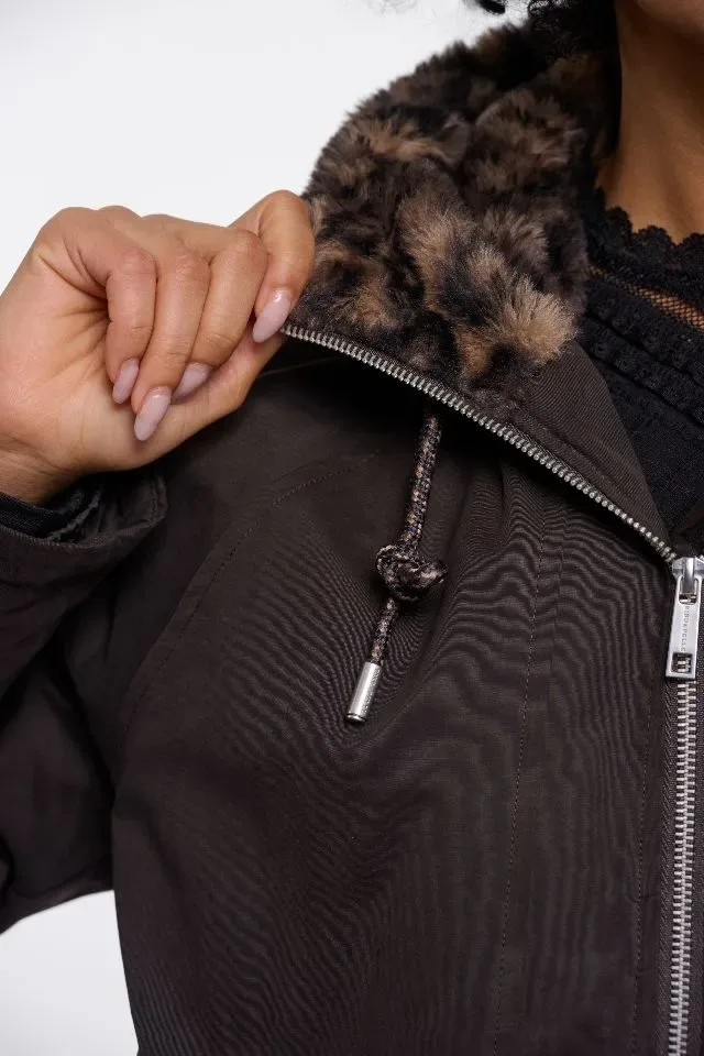 Rino & Pelle Vest: Lindy, Bruin met leopard bont ( RINO.110 )