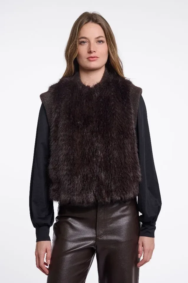 Rino & Pelle bodywarmer: Alvita, Peated ( Bruin ) kleur, bont ( RINO.114 )