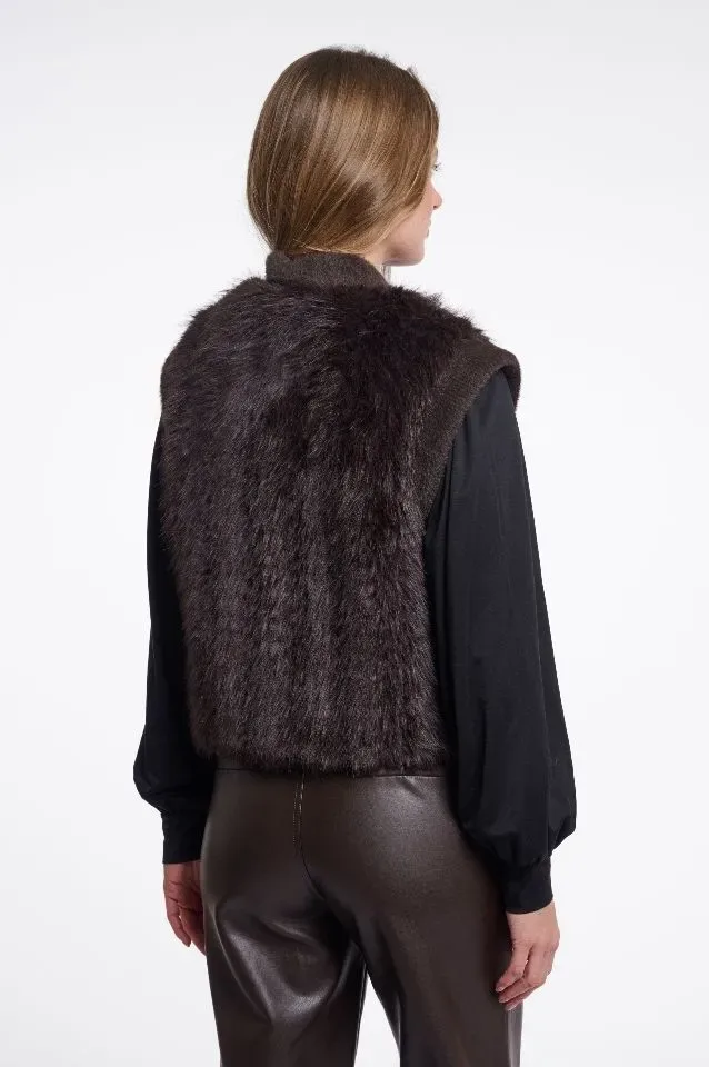 Rino & Pelle bodywarmer: Alvita, Peated ( Bruin ) kleur, bont ( RINO.114 )