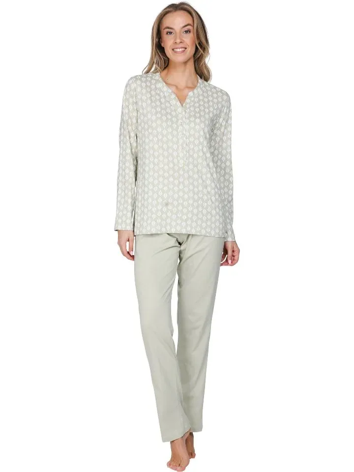 Pastunette dames Pyjama: Groen, Lange mouwen, tot 54 ( PAS.184 )