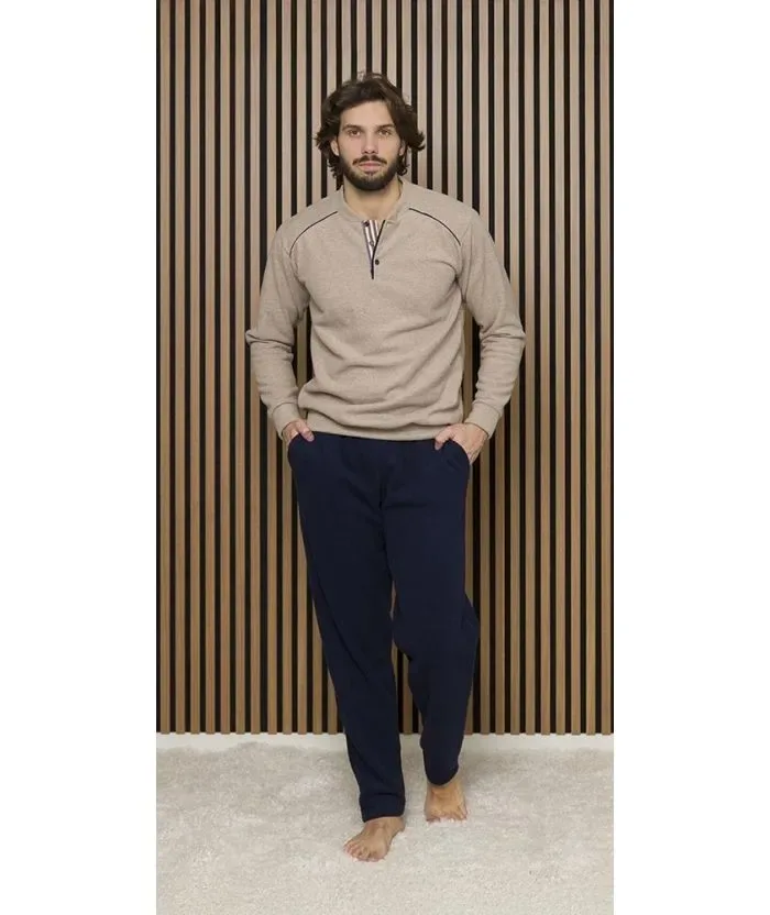 Gary heren pyjama: Tabacco ( beige ), punto milano ( warm ) ( GARY.132 )