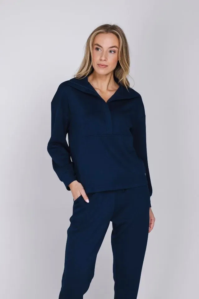 Pastunette dames Home wear: blauw, met rits, ook goed tijdens revalidatie ( PAS.190 )