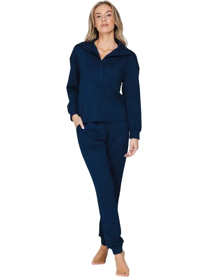 Pastunette dames Home wear: blauw, met rits, ook goed tijdens revalidatie ( PAS.190 )