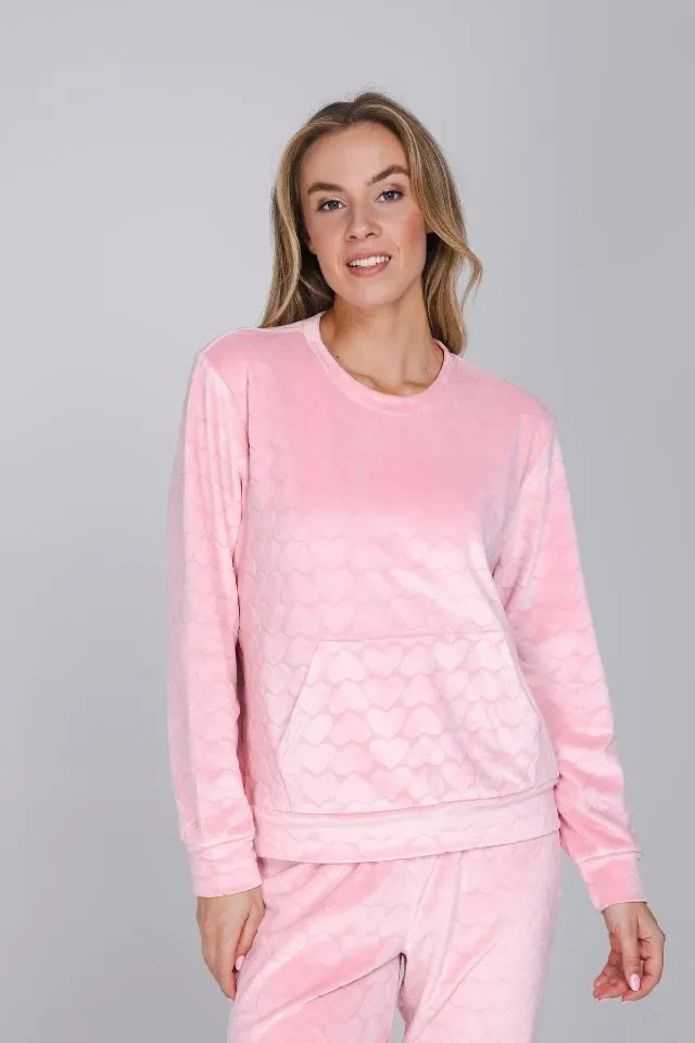 Pastunette dames pyjama: Licht roze, Fleece, Warm en zacht ( PAS.192 )