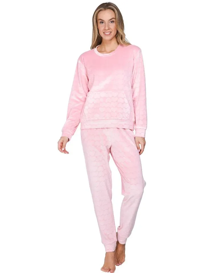 Pastunette dames pyjama: Licht roze, Fleece, Warm en zacht ( PAS.192 )