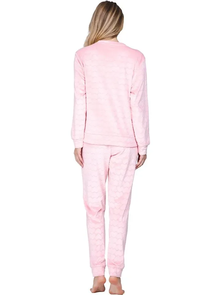 Pastunette dames pyjama: Licht roze, Fleece, Warm en zacht ( PAS.192 )