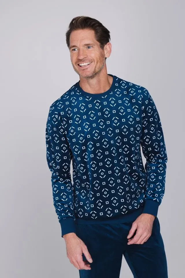 Pastunette Heren Pyjama: Blauw, Fleece, tot 3xl ( PAS.193 )
