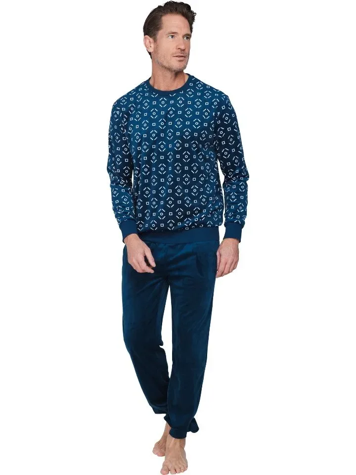 Pastunette Heren Pyjama: Blauw, Fleece, tot 3xl ( PAS.193 )