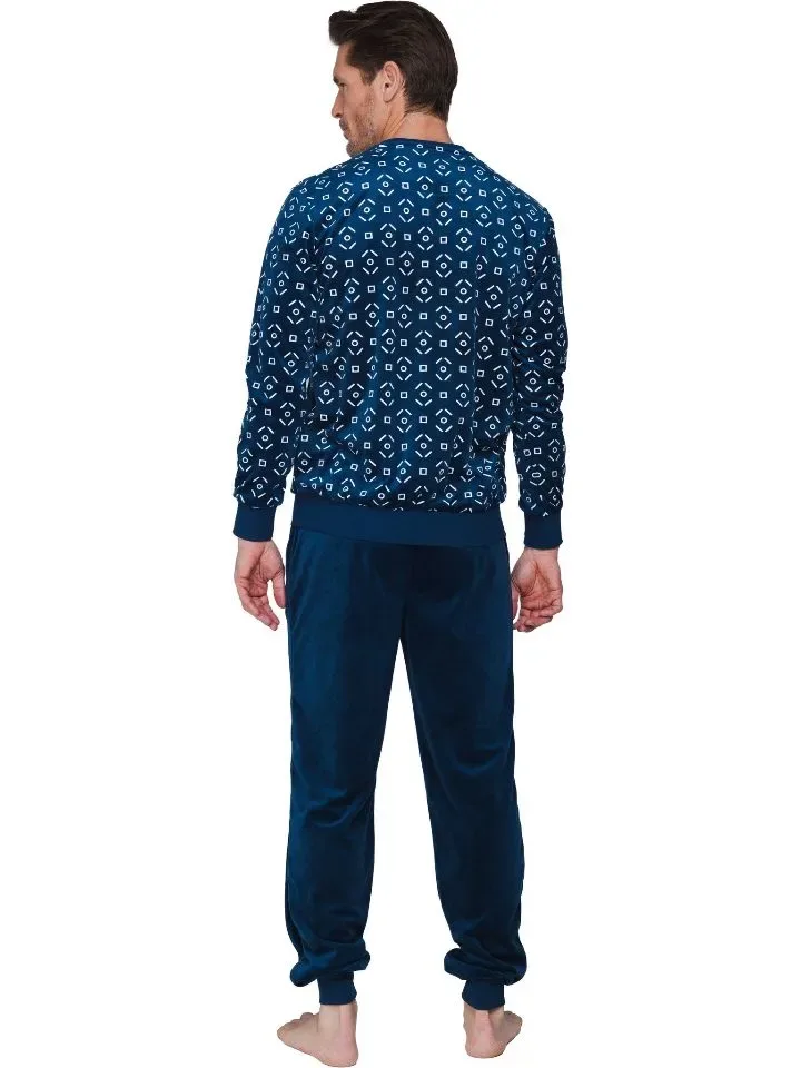 Pastunette Heren Pyjama: Blauw, Fleece, tot 3xl ( PAS.193 )