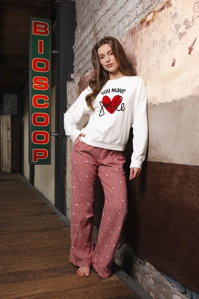 Pastunette Dames Pyjama: Rood, French Terry ( PAS.194 )