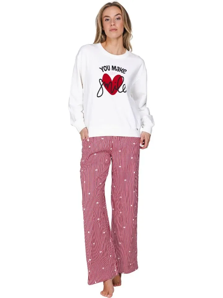 Pastunette Dames Pyjama: Rood, French Terry ( PAS.194 )