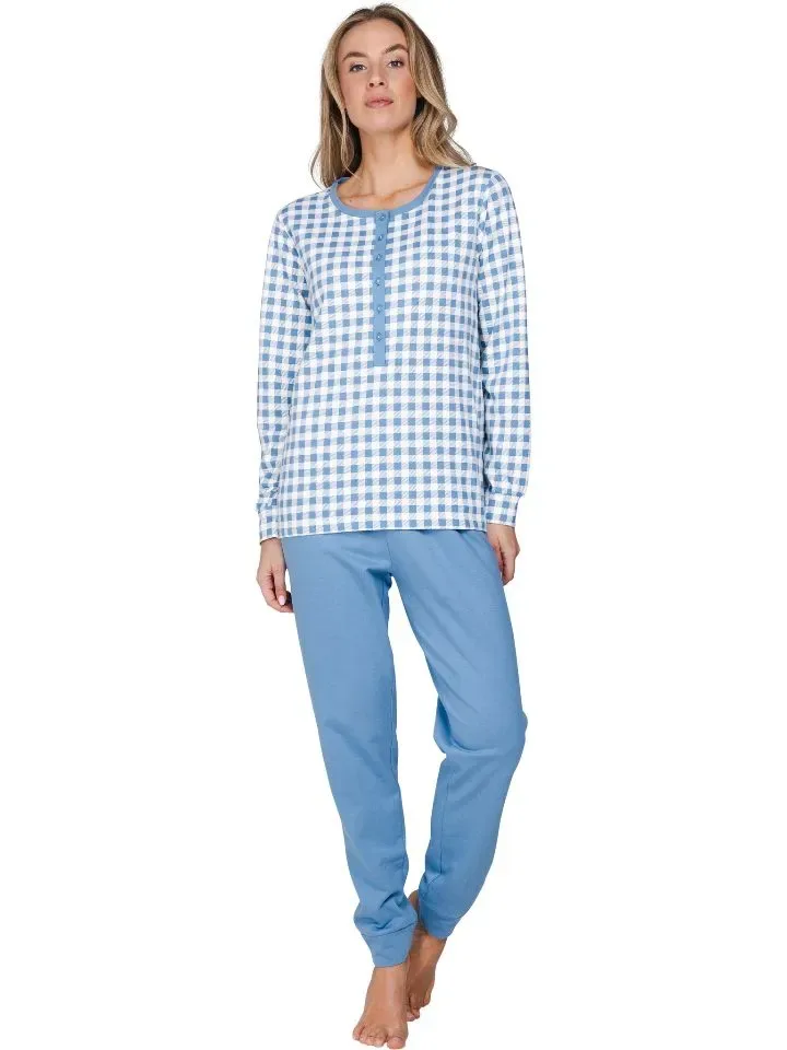 Pastunette Dames Pyjama: Blauw, gemoltoneerd ( PAS.195 )