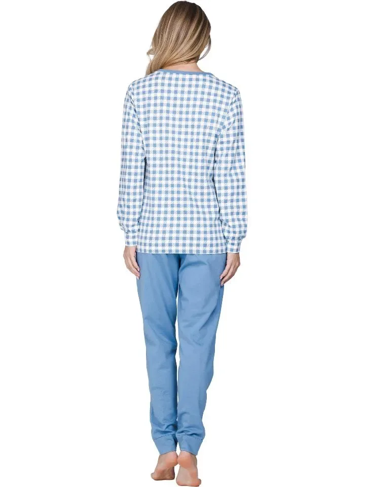Pastunette Dames Pyjama: Blauw, gemoltoneerd ( PAS.195 )