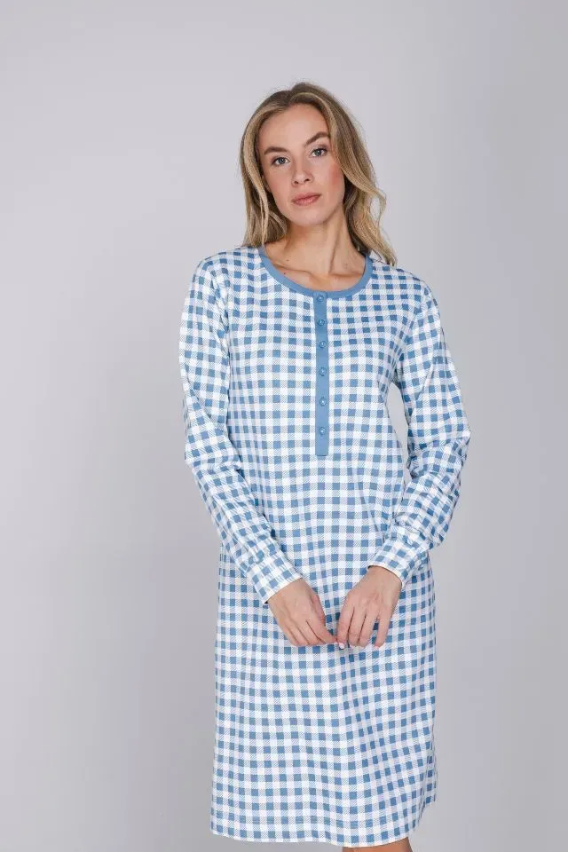 Pastunette Dames Nachthemd: Blauw, gemoltoneerd ( PAS.196 )