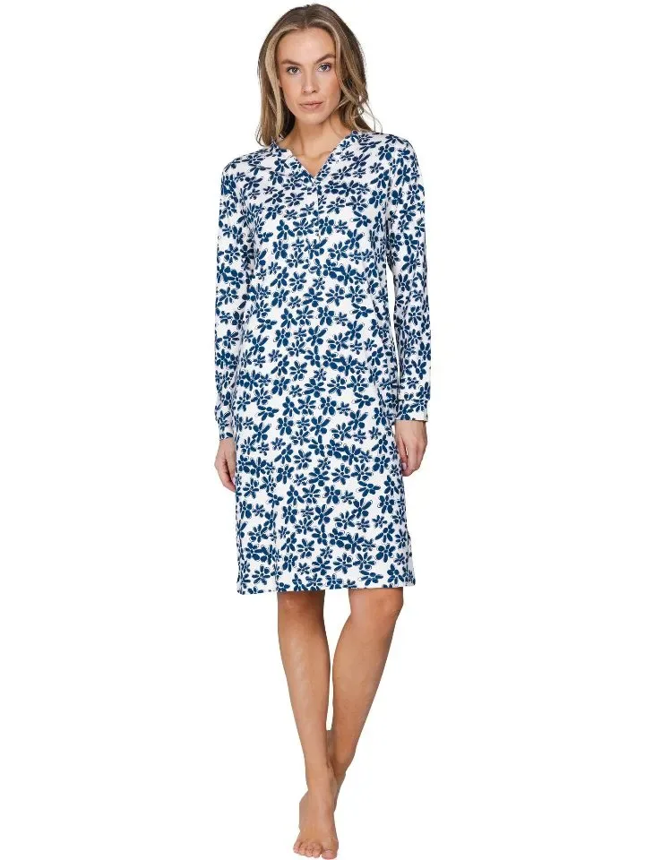 Pastunette Dames Nachthemd: Blauw, lengte 105 ( PAS.197 )