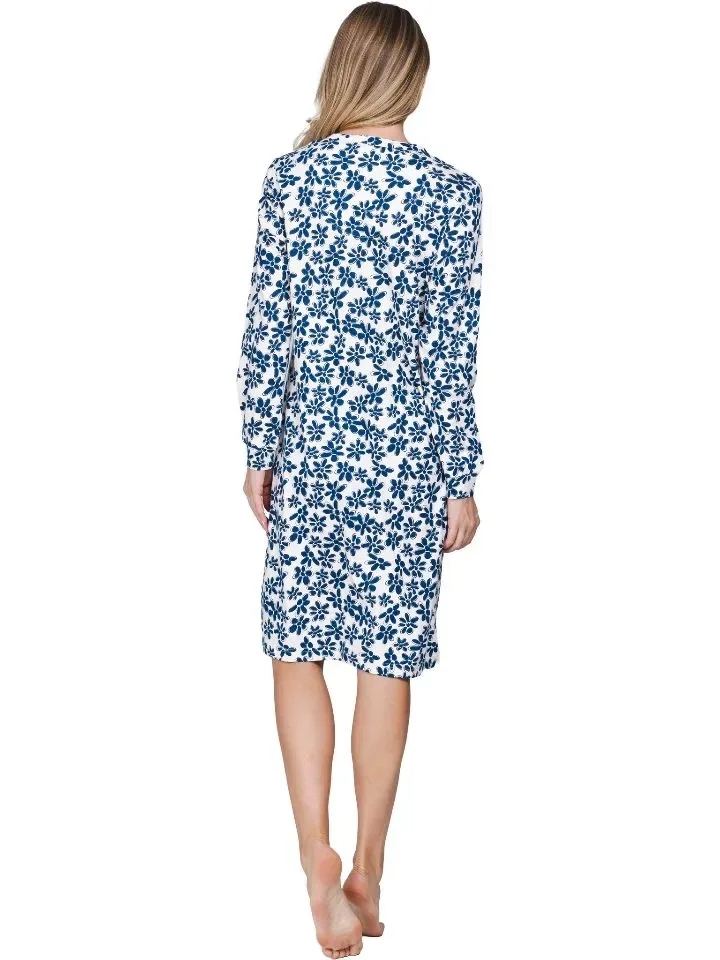Pastunette Dames Nachthemd: Blauw, lengte 105 ( PAS.197 )