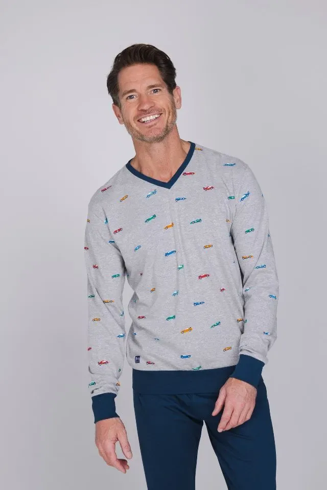 Pastunette Heren Pyjama: Blauw, Racewagens ( PAS.199 )
