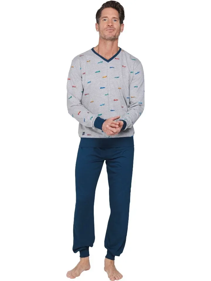 Pastunette Heren Pyjama: Blauw, Racewagens ( PAS.199 )