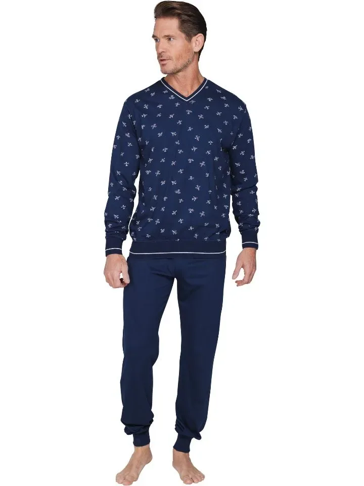 Pastunette Heren Pyjama: Blauw, Vliegtuigen ( PAS.202 )