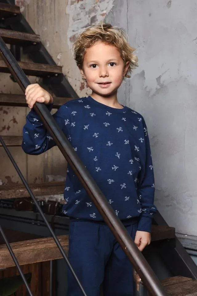 Pastunette Jongens Pyjama: Blauw, Vliegtuigen ( PAS.201 )