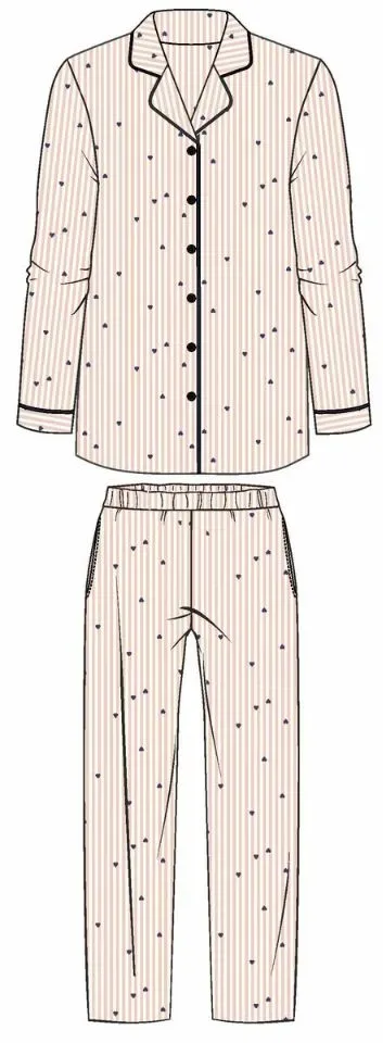 Ringella dames pyjama: Peach, doorknoopmodel, 100% katoen ( RIN.629 )