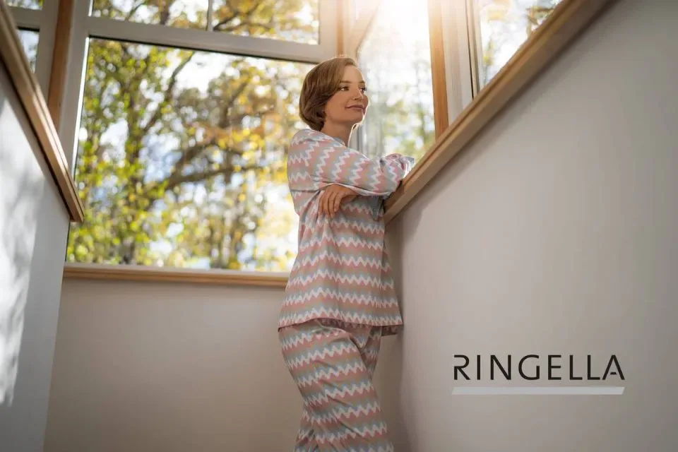 Ringella dames pyjama: Fjord ( blauw ), 100% katoen interlock ( RIN.630 )
