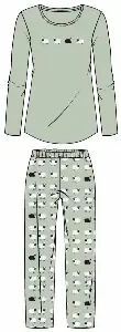 Ringella Dames pyjama: Jade Cream, Schaapjes, katoen ( RIN.632 )