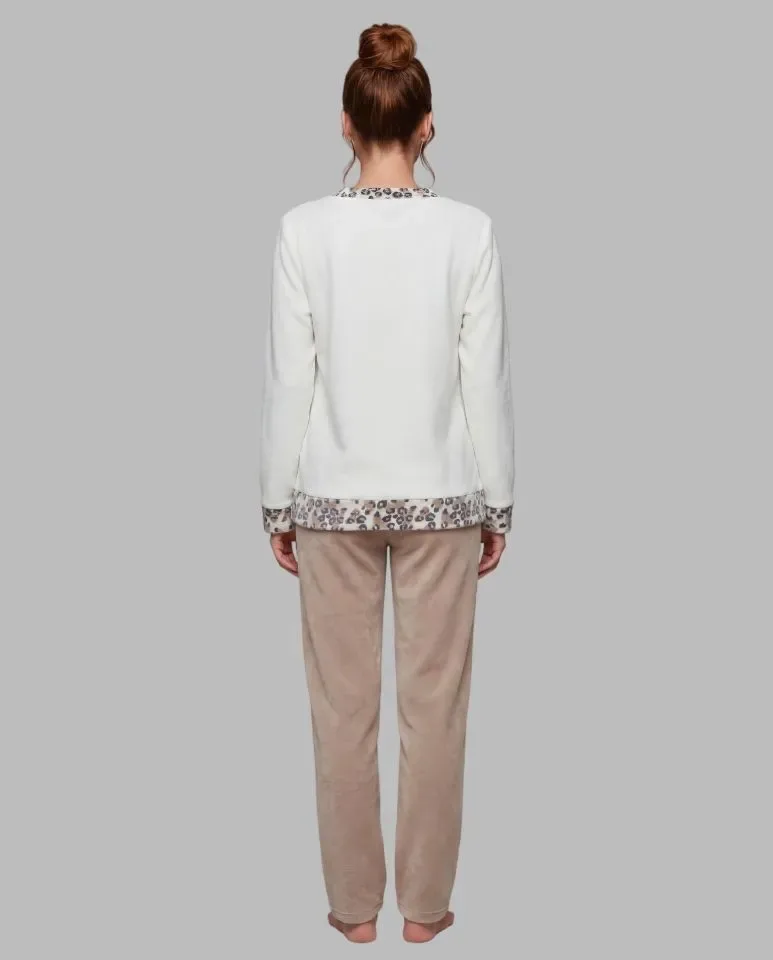 Egatex Pyjama Dames: Beige / ecru, Warme Fleece ( EGA.541 )