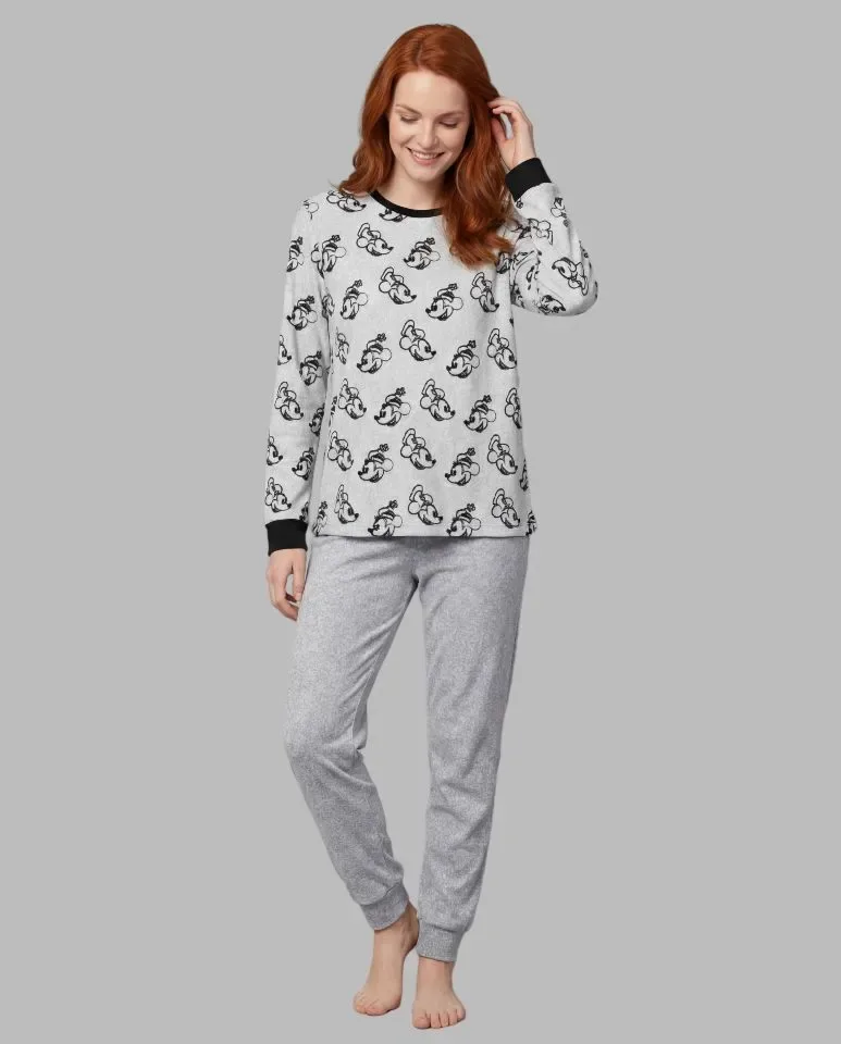 Egatex ( Senoretta ) Pyjama Dames: Mickey, Grijs, Velours ( EGA.545 )