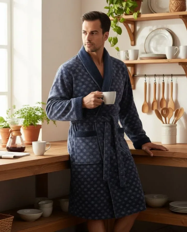 Egatex ( Soy ) Kamerjas Heren: Blauw, Super warm, ( EGA.548 )