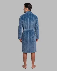 Egatex ( Soy ) Kamerjas Heren: Blauw licht gestreept, Fleece warm ( EGA.552 )