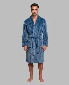 Egatex ( Soy ) Kamerjas Heren: Blauw licht gestreept, Fleece warm ( EGA.552 )
