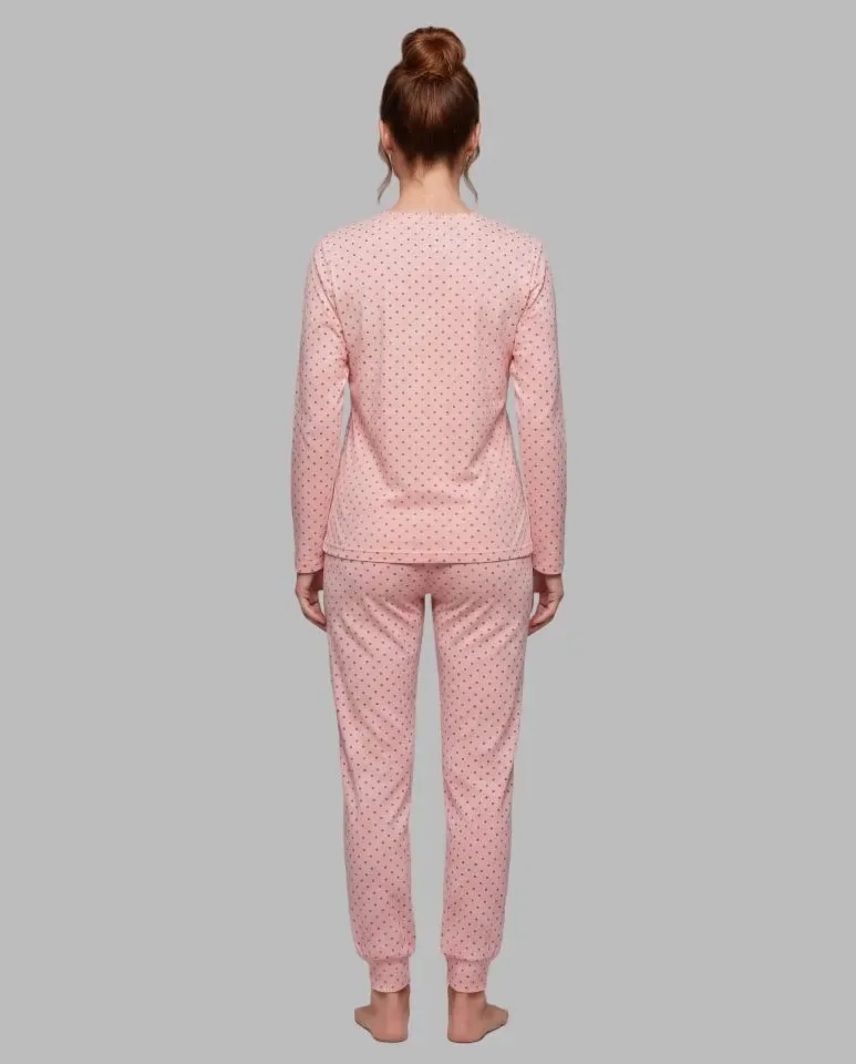 Egatex Pyjama Dames: Roze met bolletjes, Interlock ( EGA.550 )