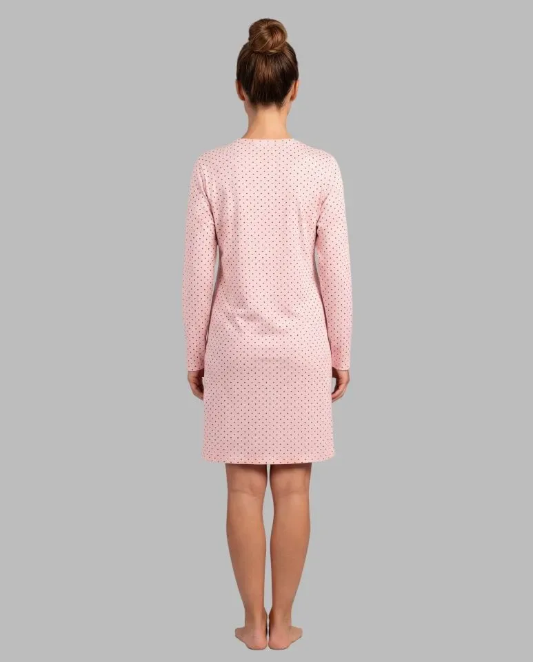 Egatex Nachthemd Dames: Roze met bolletjes, Interlock ( EGA.551 )