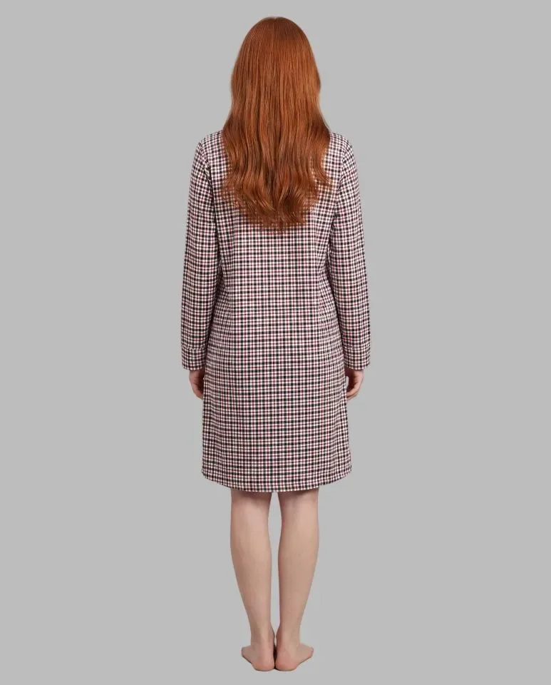 Egatex Senoretta Nachthemd Dames: Doorknoop model, Bordeaux karree ( EGA.553 )