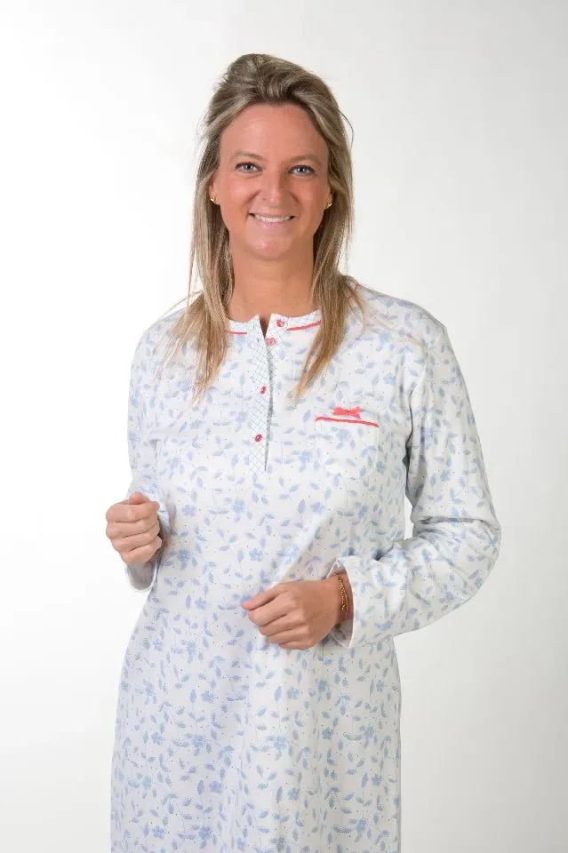 Perlina Dames nachthemd: Gabriella B 100cm, Ecru, Brushed ( LINA.142 )