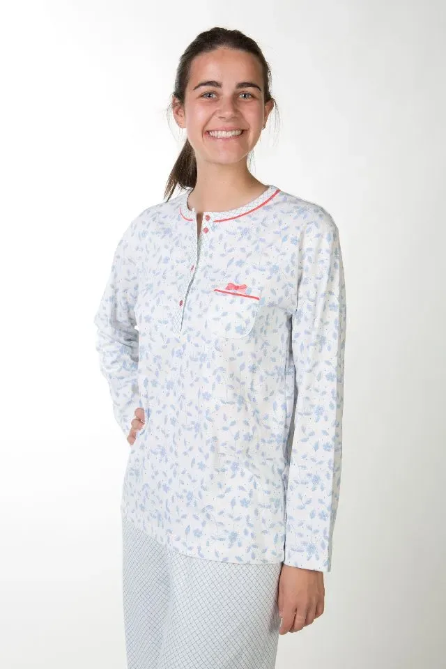 Perlina Dames Pyjama: Gabriella A, Ecru, Brushed ( LINA.143 )