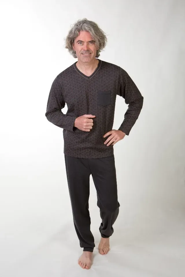 Perlina Pyjama Heren: Russel, Grey Print, gemoltoneerd ( LINA.148 )