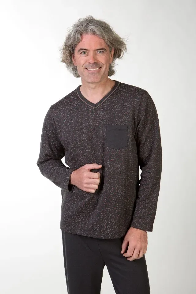 Perlina Pyjama Heren: Russel, Grey Print, gemoltoneerd ( LINA.148 )