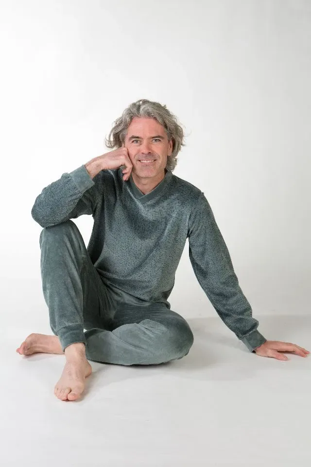 Perlina Pyjama Heren: Warren, Opal kleur, Velours ( LINA.150 )
