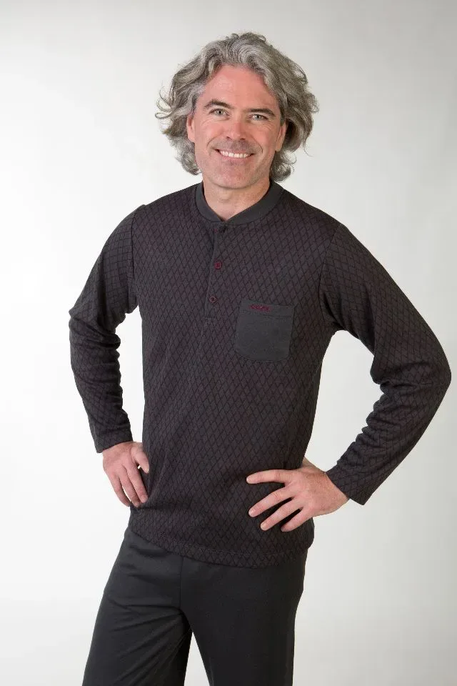 Perlina Heren Pyjama: Stephen, Interlock Brushed, Bordeaux ( LINA.159 )