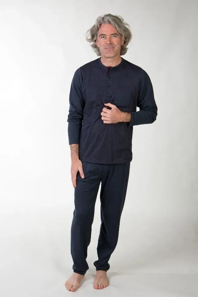 Perlina Pyjama Heren: Ralph, Blauw, Interlock Brushed ( LINA.165 )