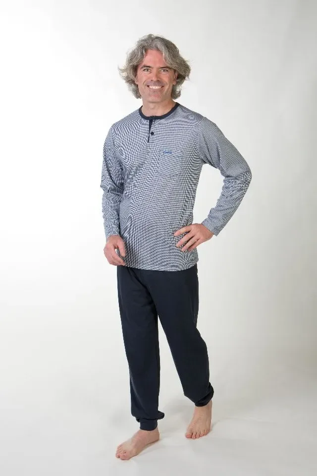 Perlina Pyjama Heren: Gary, Blauw, Interlock Brushed ( LINA.167 )