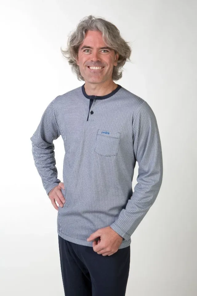 Perlina Pyjama Heren: Gary, Blauw, Interlock Brushed ( LINA.167 )
