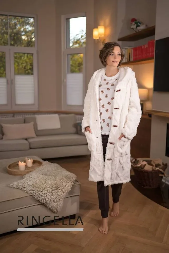 Ringella Dames kamerjas: Ecru, met knopen, Super warm ( RIN.637 )