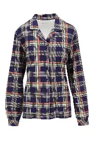 Ringella Pyjama Dames: Blauw / koraal, doorknoopmodel, Interlock ( RIN.641 )