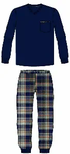 Ringella Pyjama Heren: Blauw / koraal, Interlock  rin.643