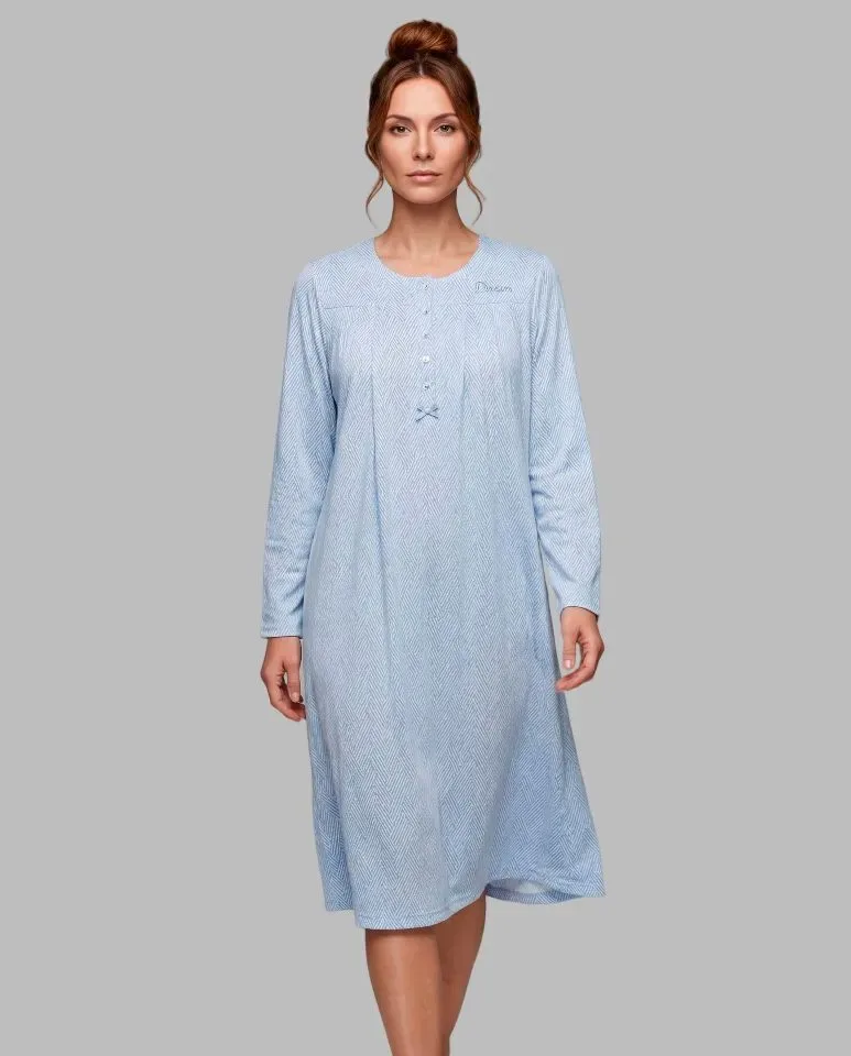 Egatex Nachthemd Dames: Blauw, 110cm, interlock ( EGA.558 )