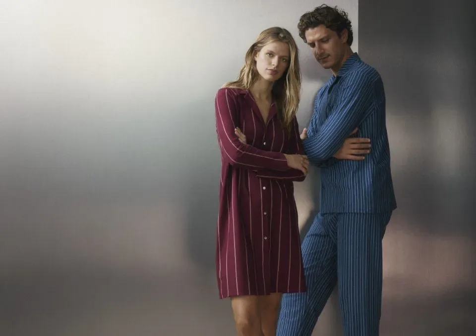 Ammann Heren Pyjama: Doorknoop model, Blauw, Jersey Katoen ( 100017 )