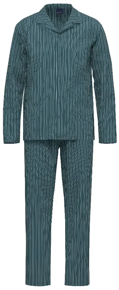 Ammann Heren Pyjama: Doorknoop model, Blauw, Jersey Katoen ( 100017 )